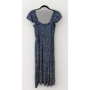 Zoey & Leelo Blue And White Floral Rayon Women's Dress Short Sleeves 2XL Stretch